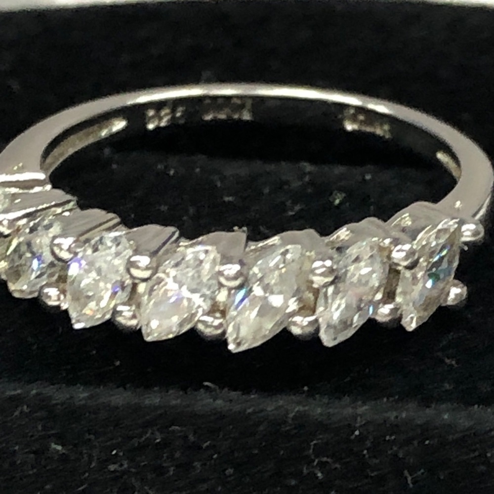 Diamonique Sterling Silver Marquise CZ Half Eternity Ring size 6.25 - Picture 7 of 12